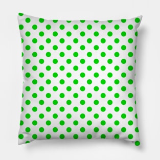 Green Polka Dots Pattern on White Background Pillow