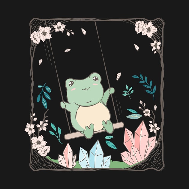 Cottagecore Aesthetic Kawaii Frog Cherry Blossom by Alex21