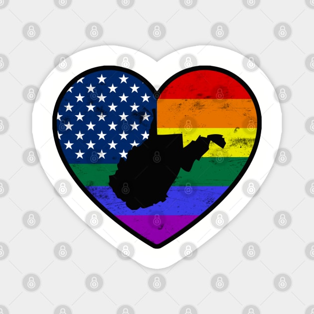 West Virginia United States Gay Pride Flag Heart Magnet by TextTees