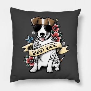 Bad dog jack russell tattoo Pillow