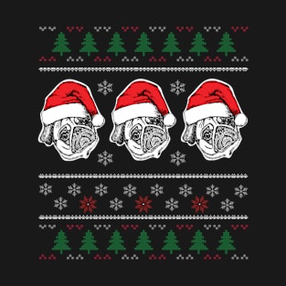 Funny Pugly Pug Christmas Sweater Pattern T-Shirt