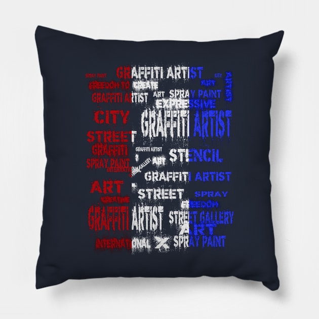 French International Street Art Festival Splash Graffiti Pillow by PlanetMonkey