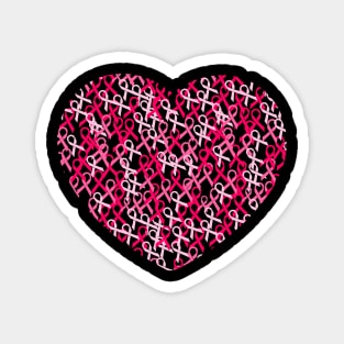 Cancer Awareness Pink Ribbons Heart Magnet