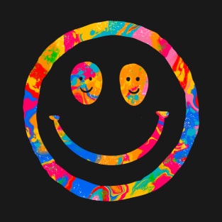 Colorful Super Happy Face Smiley T-Shirt
