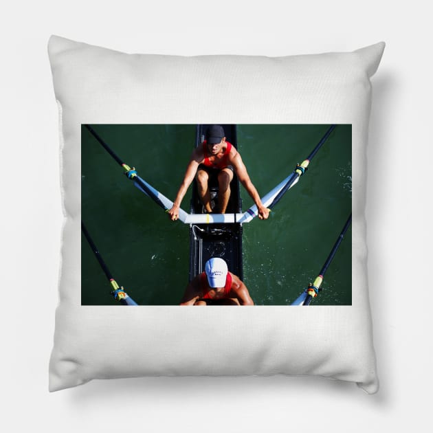 Aerial View of Rowers Pillow by LaurieMinor