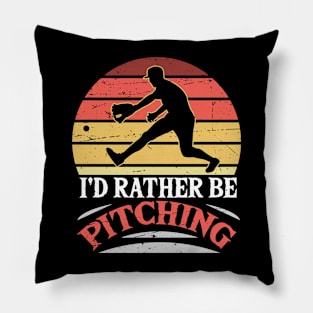 Retro I'd Rather Be Pitching Pillow