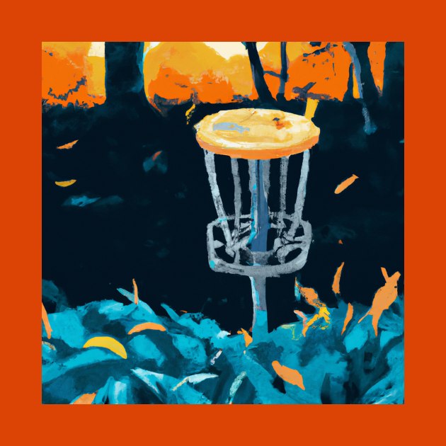 Disc Golf Basket in the Autumn Leaves and Undergrowth by Star Scrunch