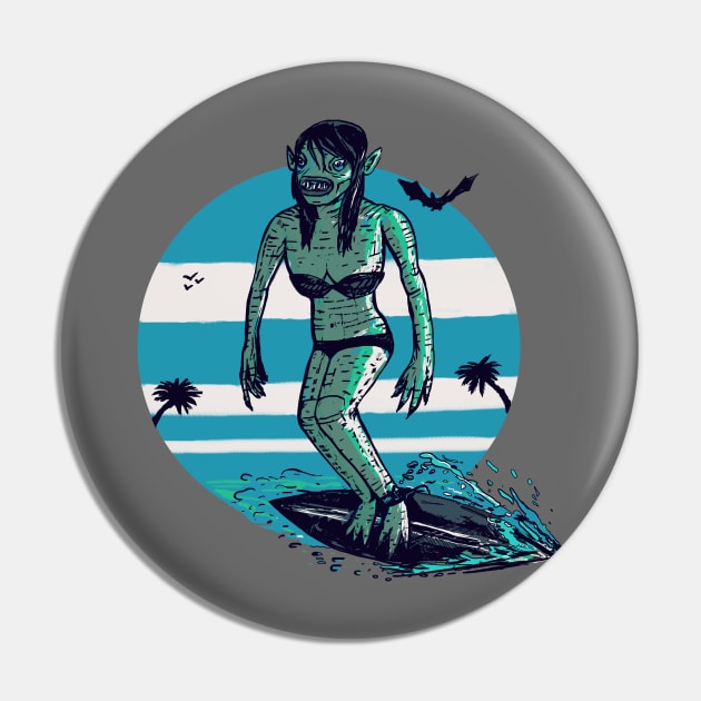 Surfer from the Black Lagoon Pin by Pixelmania