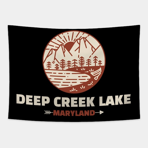 Retro Deep Creek Lake Tapestry by victoria@teepublic.com