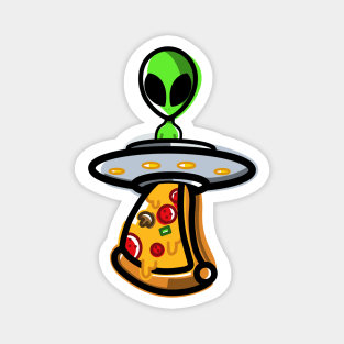 Cool Minimalist UFO Abduction Alien Pizza Magnet