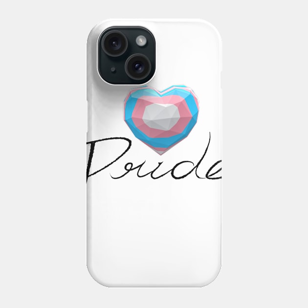 Transgender heart LGBTQ pride word in black Phone Case by Visualisworld