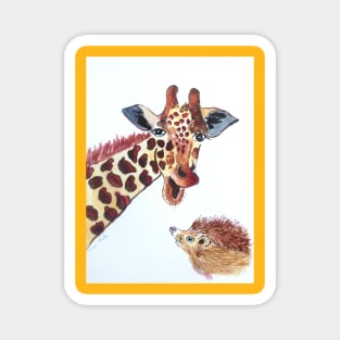 Giraffe and a Hedgehog Magnet