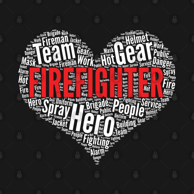 Firefighter Heart Shape Word Cloud Design product by theodoros20