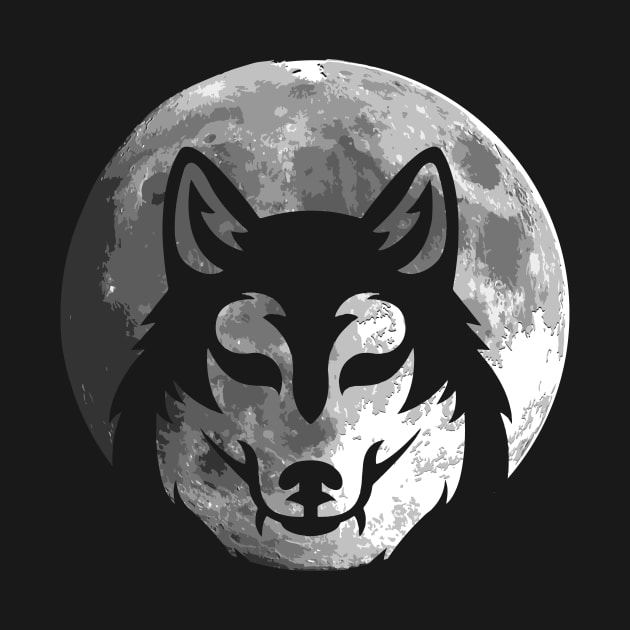 Wolf Silhouette on the moon gift for women and men by star trek fanart and more