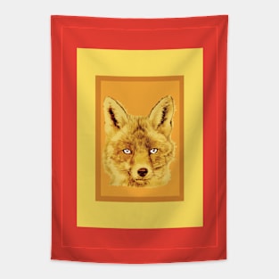 Fox orange variant, red border Tapestry