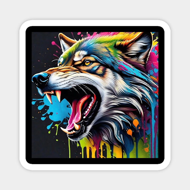 Colorful Wolf Magnet by A.i. Monster Designs