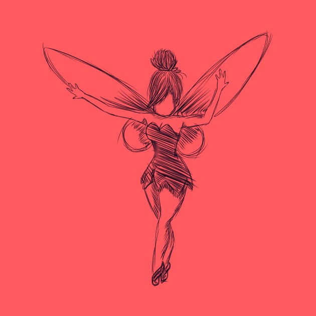 Tinkerbell crayon b&w by Littlepancake