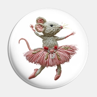 Stitch and Twirl: Adorable White Mouse in Balletic Bliss Pin