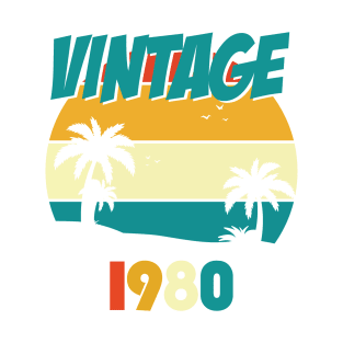 Vintage 1980 retro sunset birthday T-Shirt