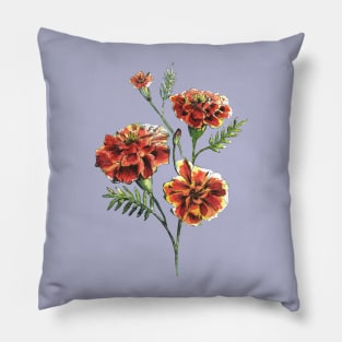 Marigold Flowers Watercolor Painting Pillow