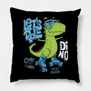 dinosaur on roller skates extreme sports on the street Pillow