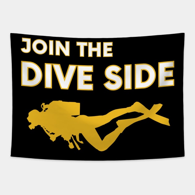 join the dive side, funny graphics for diving addict Tapestry by in leggings