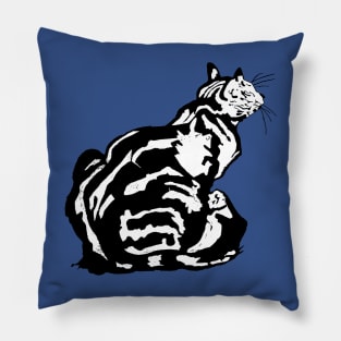 Back View Of An Insubordinate Tabby Cat Illustration Pillow