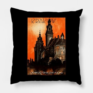 Vintage Travel Poster - Krakow Pillow