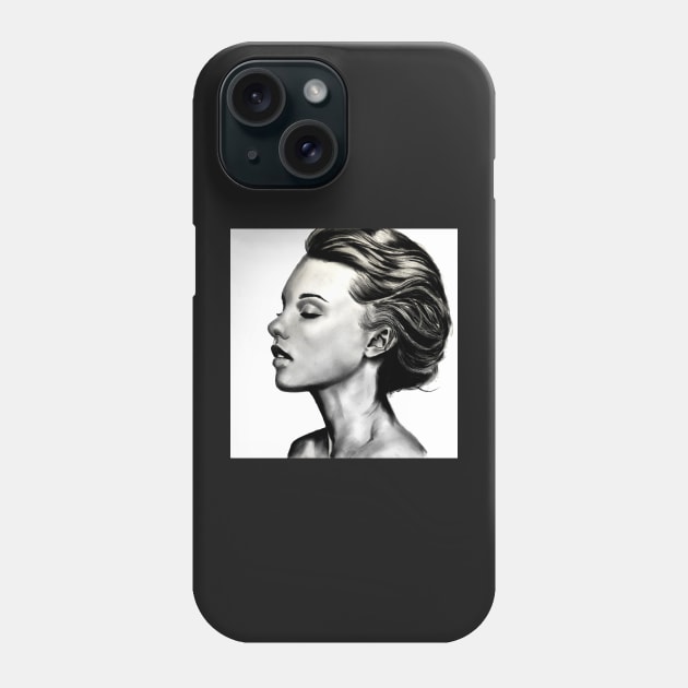 beautiful girl with short hair in black and white Phone Case by stoekenbroek