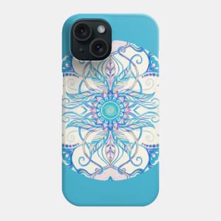 Teal Blue, Pearl & Pink Floral Pattern Phone Case