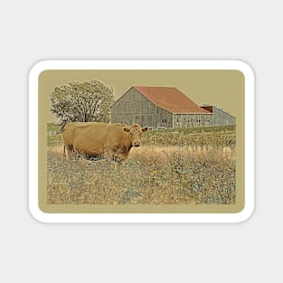 Red Roof and Cow No.1B Magnet