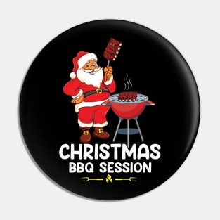 Christmas BBQ Session Tee, Funny Santa Claus Grillers bbq season Gifts Pin