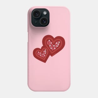 Double Hearts With Rhinestones Phone Case