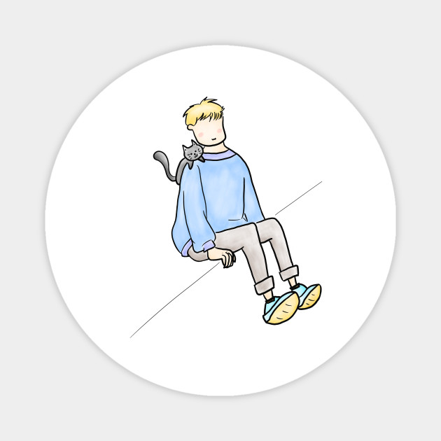 Lonely Man And His Black Cat Cat Lovers Clothing Magnet