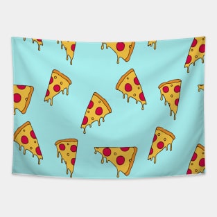 Cute Pizza Pattern on Light Blue Tapestry