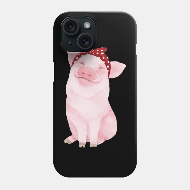 'Adorable Pig in a Bandana' Funny Pig Gift Phone Case by ourwackyhome