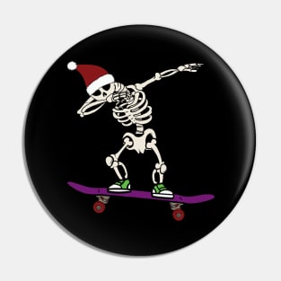 skating skeleton santa Pin