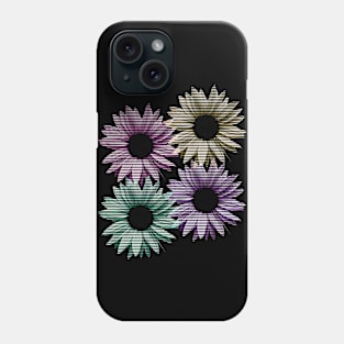 colorful flowers with stripes, nature, petals Phone Case