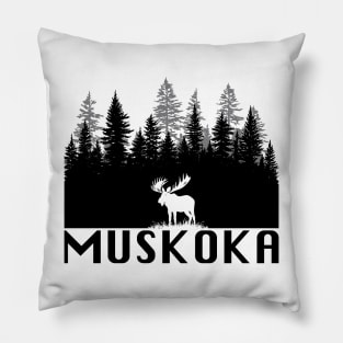 Muskoka and Moose (Black Lettering) Pillow