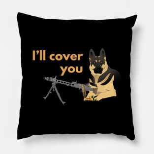 German Shepherd Dog with a Machine Gun Pillow