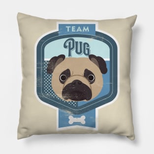 Team Pug - Distressed Pug Beer Label Design Pillow