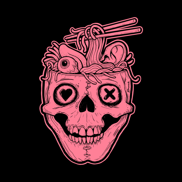 Pink Skull Brain Ramen by Tomek Biniek