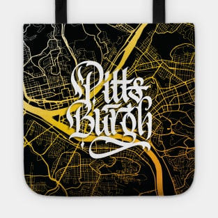 Pittsburgh Map Calligraphy Design Tote