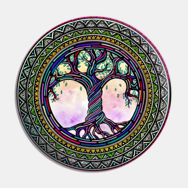 Tree of Life Mandala Pin by asiancoffeegirl