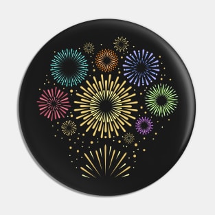 Gold festive fireworks. Holiday pyrotechnics firecracker Pin