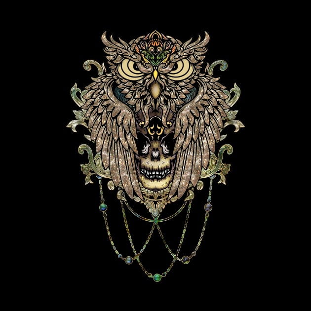 Elegant owl with skull by Nicky2342