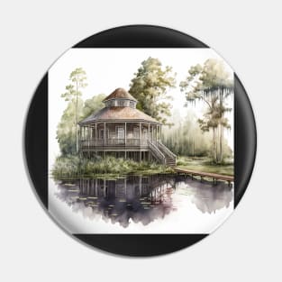 Watercolor Bayou Cabin Pin