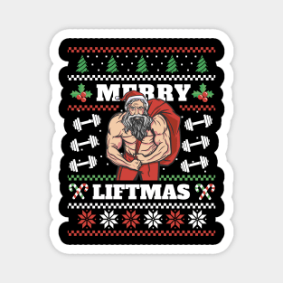 Merry Liftmas Christmas Pun Ugly Sweater Style Magnet