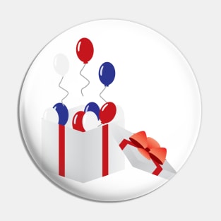 4th of july gift box and Balloons Pin