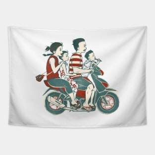 People of Bali - Family Ride Tapestry